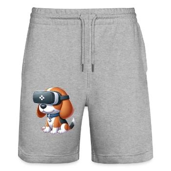Beagle Dog VR Gamer Gaming Science Fiction - Stanley/Stella Trainer Unisex Organic Jogging Shorts - heather grey - Front - Nik (191cm) & Marisol (170cm)