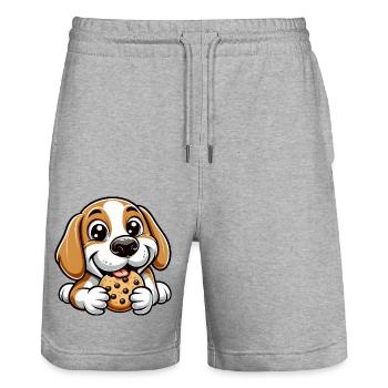 Beagle Dog Cookie Dessert Candy - Stanley/Stella Trainer Unisex Organic Jogging Shorts - heather grey - Front - Nik (191cm) & Marisol (170cm)