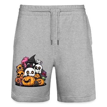Halloween Party Figures - Stanley/Stella Trainer Unisex Organic Jogging Shorts - heather grey - Front - Nik (191cm) & Marisol (170cm)