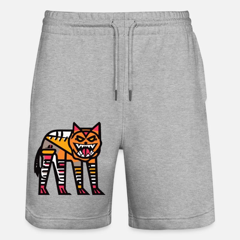 Loup Halloween Bande Dessinée Drôle - Short de jogging bio TRAINER Stanley/Stella unisexe - gris chiné