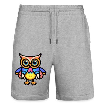 Eule Halloween Comic Lustig - Stanley/Stella Unisex Bio Joggingshorts Trainer  - Grau meliert - Vorne - Nik (191cm) & Marisol (170cm)