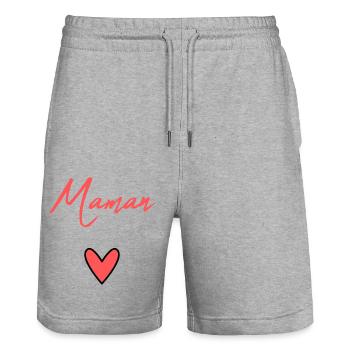 MAMA. MUTTERTAG. HERZ. FEST. ALLES GUTE ZUM GEBURTSTAG MAMA - Stanley/Stella Unisex Bio Joggingshorts Trainer  - Grau meliert - Vorne - Nik (191cm) & Marisol (170cm)