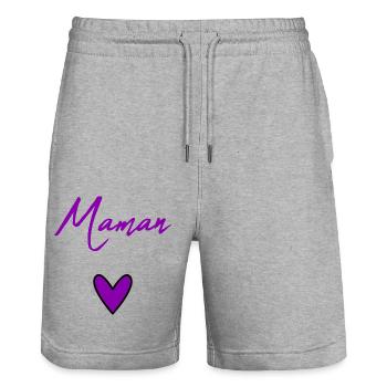 HAPPY BIRTHDAY. HEART. HAPPY MOTHER'S DAY. MOM. FEAST - Stanley/Stella Trainer Unisex Organic Jogging Shorts - heather grey - Front - Nik (191cm) & Marisol (170cm)