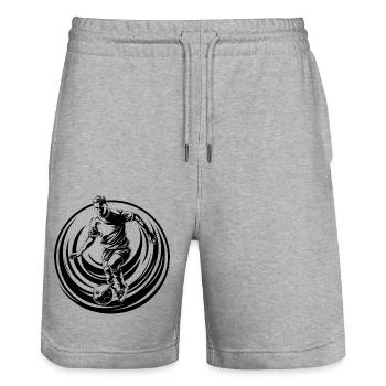 Fussballer Fussball Spieler Mann Silhouette - Stanley/Stella Unisex Bio Joggingshorts Trainer  - Grau meliert - Vorne - Nik (191cm) & Marisol (170cm)