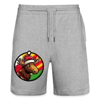 Elch Weihnachten Tier - Stanley/Stella Unisex Bio Joggingshorts Trainer  - Grau meliert - Vorne - Nik (191cm) & Marisol (170cm)