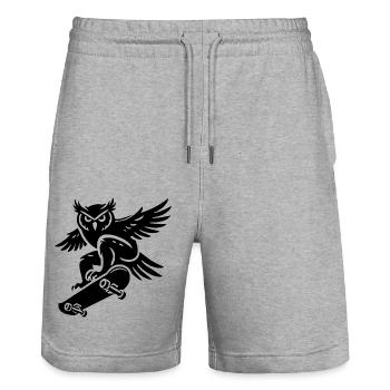 Schneeeule Skateboard Silhouette Minimalistischer - Stanley/Stella Unisex Bio Joggingshorts Trainer  - Grau meliert - Vorne - Nik (191cm) & Marisol (170cm)