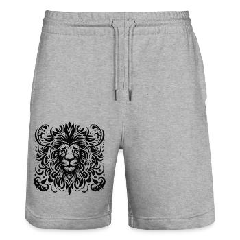 Löwe - Stanley/Stella Unisex Bio Joggingshorts Trainer  - Grau meliert - Vorne - Nik (191cm) & Marisol (170cm)