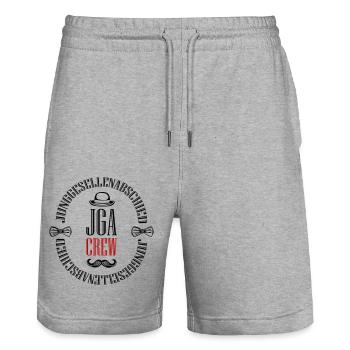 Enterrement de vie de garçon Jga Crew - Short de jogging bio TRAINER Stanley/Stella unisexe - gris chiné - Devant - Nik (191cm) & Marisol (170cm)
