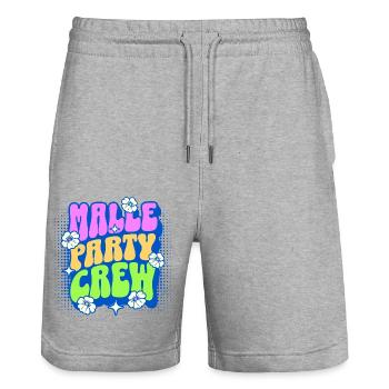 Malle Party Crew - Short de jogging bio TRAINER Stanley/Stella unisexe - gris chiné - Devant - Nik (191cm) & Marisol (170cm)