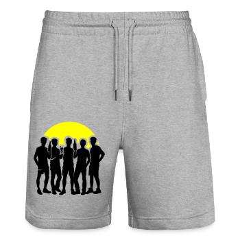 Junggesellen Party Gruppe Feiern Jga - Stanley/Stella Unisex Bio Joggingshorts Trainer  - Grau meliert - Vorne - Nik (191cm) & Marisol (170cm)