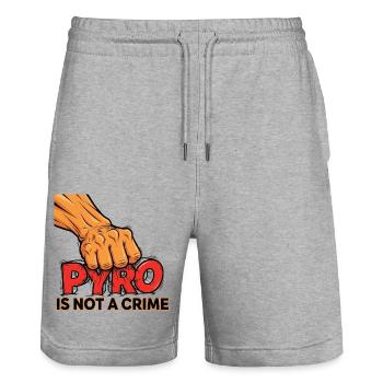 Pyro Statement Shirt – Dein Feuerwerk ist Kunst! - Stanley/Stella Unisex Bio Joggingshorts Trainer  - Grau meliert - Vorne - Nik (191cm) & Marisol (170cm)