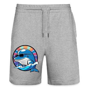 Wal Cool Comic - Stanley/Stella Unisex Bio Joggingshorts Trainer  - Grau meliert - Vorne - Nik (191cm) & Marisol (170cm)