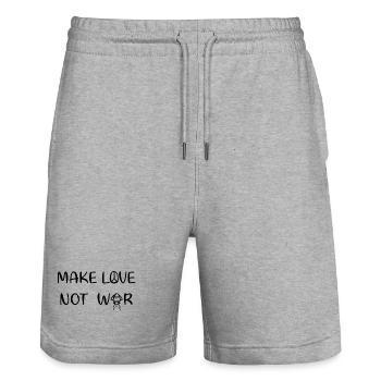 Make love - not war - Stanley/Stella Unisex Bio Joggingshorts Trainer  - Grau meliert - Vorne - Nik (191cm) & Marisol (170cm)