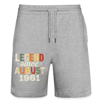 August 1961 Jahrestag August 1961 - August 1961 - Stanley/Stella Unisex Bio Joggingshorts Trainer  - Grau meliert - Vorne - Nik (191cm) & Marisol (170cm)