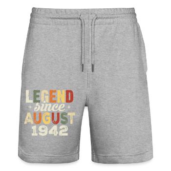 August 1942 Anniversary August 1942 - August 1942 - Stanley/Stella Trainer Unisex Organic Jogging Shorts - heather grey - Front - Nik (191cm) & Marisol (170cm)