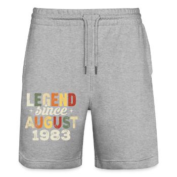 Août 1983 Anniversaire Août 1983 - Août 1983 - Short de jogging bio TRAINER Stanley/Stella unisexe - gris chiné - Devant - Nik (191cm) & Marisol (170cm)