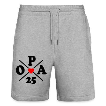 Opa 2025 - Stanley/Stella Unisex Bio Joggingshorts Trainer  - Grau meliert - Vorne - Nik (191cm) & Marisol (170cm)