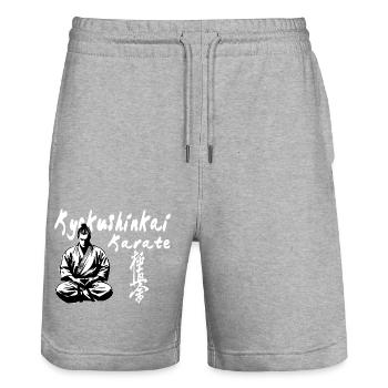 Kyokushinkai Karate Kanji Kimono Kampfkünste - Stanley/Stella Unisex Bio Joggingshorts Trainer  - Grau meliert - Vorne - Nik (191cm) & Marisol (170cm)