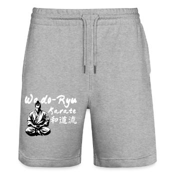 Wado Ryu Karaté Kanji Kimono Arts Martiaux Dojo - Short de jogging bio TRAINER Stanley/Stella unisexe - gris chiné - Devant - Nik (191cm) & Marisol (170cm)