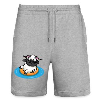 Moutons d'été - Short de jogging bio TRAINER Stanley/Stella unisexe - gris chiné - Devant - Nik (191cm) & Marisol (170cm)
