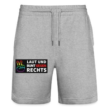 Laut und bunt gegen rechts - Stanley/Stella Unisex Bio Joggingshorts Trainer  - Grau meliert - Vorne - Nik (191cm) & Marisol (170cm)