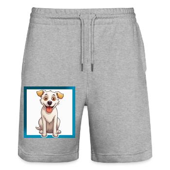Cartoon Dog 5 - Stanley/Stella Trainer Unisex Organic Jogging Shorts - heather grey - Front - Nik (191cm) & Marisol (170cm)