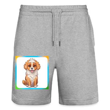 Dog Cartoon 9 - Stanley/Stella Trainer Unisex Organic Jogging Shorts - heather grey - Front - Nik (191cm) & Marisol (170cm)