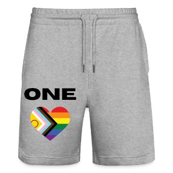 One love/ Pride/ LGBTQ+ - Stanley/Stella Unisex Bio Joggingshorts Trainer  - Grau meliert - Vorne - Nik (191cm) & Marisol (170cm)