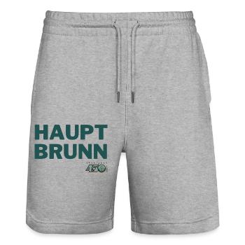 HAUPTBRUNN - Stanley/Stella Unisex Bio Joggingshorts Trainer  - Grau meliert - Vorne - Nik (191cm) & Marisol (170cm)