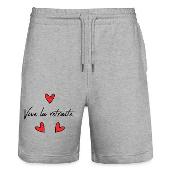 RETRAITE. RETRAITE. RETRAITEE. RETRAITE - Short de jogging bio TRAINER Stanley/Stella unisexe - gris chiné - Devant - Nik (191cm) & Marisol (170cm)
