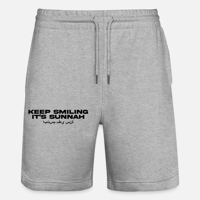 Keep Smiling it's Sunnah - Stanley/Stella Unisex Bio Joggingshorts Trainer  - Grau meliert