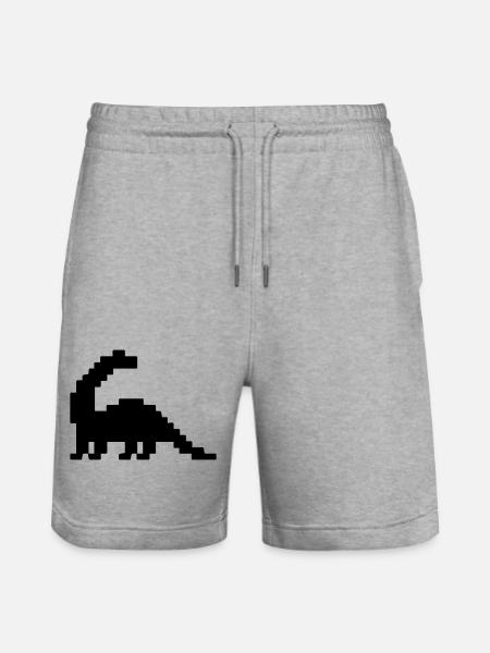 Dinosaur Brontosaurus Pixel - Stanley/Stella Trainer Unisex Organic Jogging Shorts - heather grey