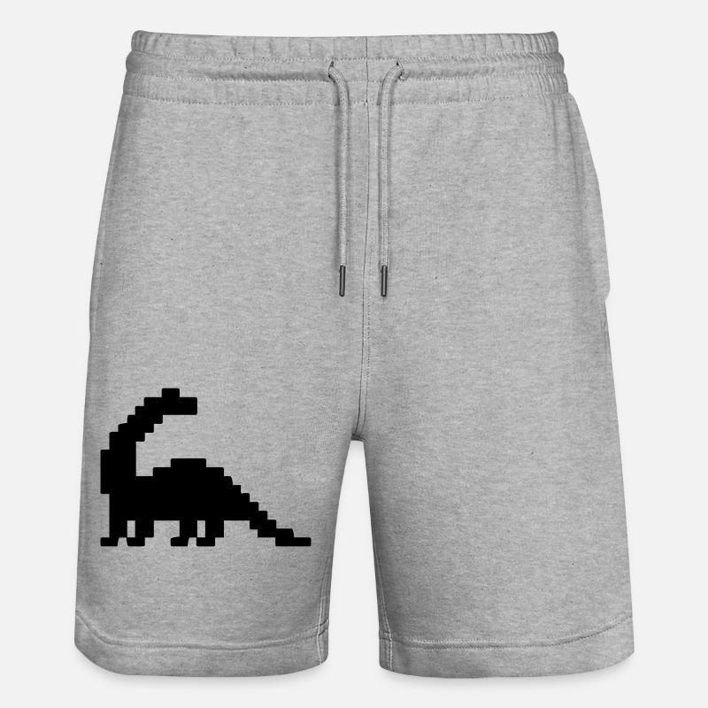 Dinosaure Brontosaure Pixel - Short de jogging bio TRAINER Stanley/Stella unisexe - gris chiné