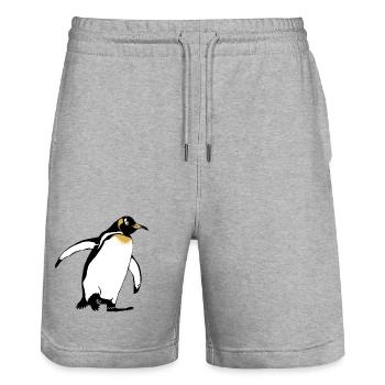 Penguin - Stanley/Stella Trainer Unisex Organic Jogging Shorts - heather grey - Front - Nik (191cm) & Marisol (170cm)