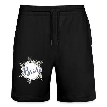 Vert de la mariée et mariée en fleurs - Short de jogging bio TRAINER Stanley/Stella unisexe - noir - Devant - Nik (191cm) & Marisol (170cm)