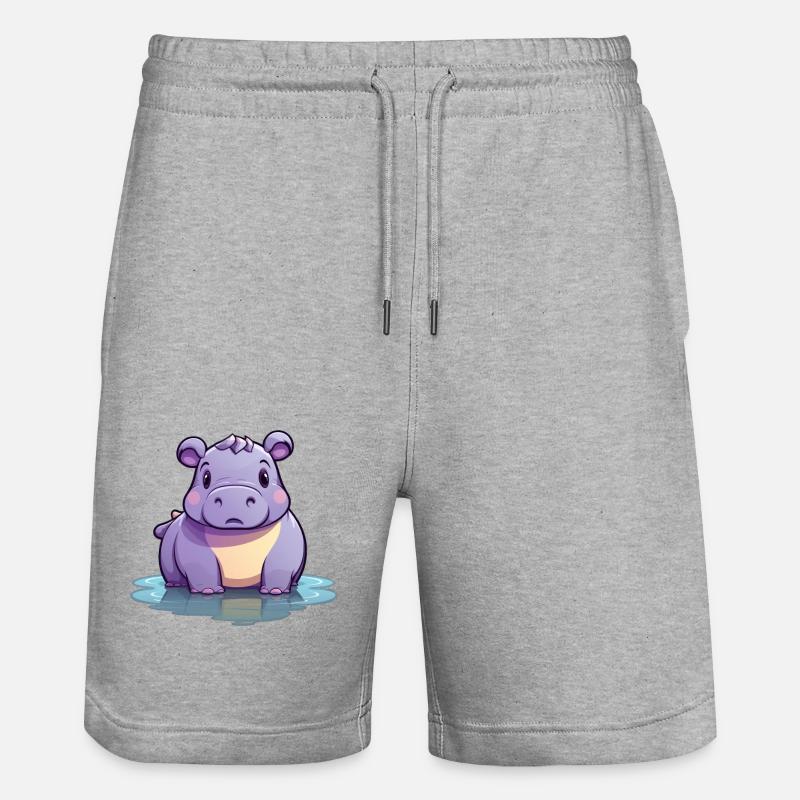 Hippopotame - Short de jogging bio TRAINER Stanley/Stella unisexe - gris chiné