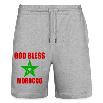 God bless morocco maroc - Short de jogging bio TRAINER Stanley/Stella unisexe - gris chiné - Devant - Nik (191cm) & Marisol (170cm)