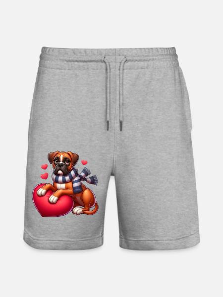 Boxer Dog Love - Stanley/Stella Trainer Unisex Organic Jogging Shorts - heather grey