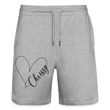 Chrissy Nom Ligne de coeur - Short de jogging bio TRAINER Stanley/Stella unisexe - gris chiné - Devant - Nik (191cm) & Marisol (170cm)