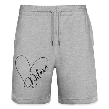 Dilara Name Heart Line - Stanley/Stella Trainer Unisex Organic Jogging Shorts - heather grey - Front - Nik (191cm) & Marisol (170cm)