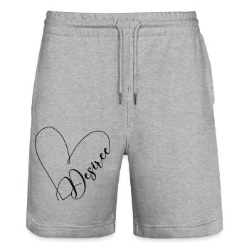 Desiree Name Heart Line - Stanley/Stella Trainer Unisex Organic Jogging Shorts - heather grey - Front - Nik (191cm) & Marisol (170cm)