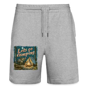Lets Go Camping Wildschwein Abenteuer - Stanley/Stella Unisex Bio Joggingshorts Trainer  - Grau meliert - Vorne - Nik (191cm) & Marisol (170cm)