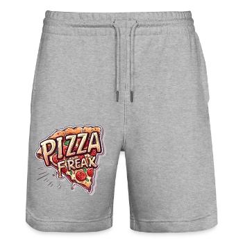 AMATEUR DE FAST-FOOD AMATEUR DE PIZZA - Short de jogging bio TRAINER Stanley/Stella unisexe - gris chiné - Devant - Nik (191cm) & Marisol (170cm)
