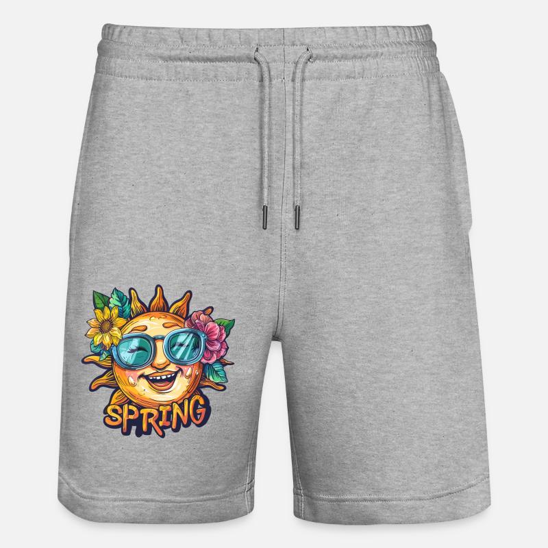 Frühling Spring Sonne Blumen - Stanley/Stella Unisex Bio Joggingshorts Trainer  - Grau meliert