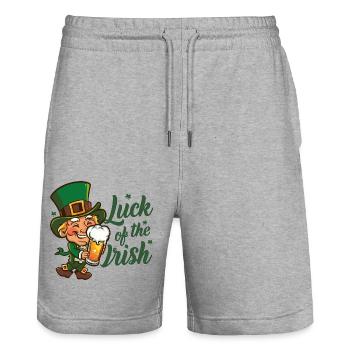 Leprechaun Leprechaun St. Patrick's Day Ireland - Stanley/Stella Trainer Unisex Organic Jogging Shorts - heather grey - Front - Nik (191cm) & Marisol (170cm)
