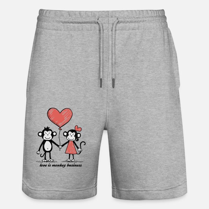 Singes Amoureux Bâton Figure Couple - Short de jogging bio TRAINER Stanley/Stella unisexe - gris chiné