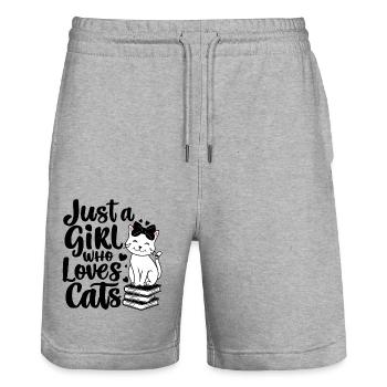 Just A Girl Who Loves Cats Cat Lover - Stanley/Stella Trainer Unisex Organic Jogging Shorts - heather grey - Front - Nik (191cm) & Marisol (170cm)