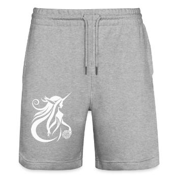 Logo stolen? Elf Unicorn Surprise - Stanley/Stella Trainer Unisex Organic Jogging Shorts - heather grey - Front - Nik (191cm) & Marisol (170cm)
