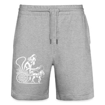 Groove-Monkey - Stanley/Stella Unisex Bio Joggingshorts Trainer  - Grau meliert - Vorne - Nik (191cm) & Marisol (170cm)