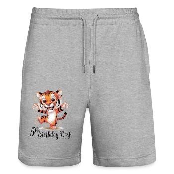 Cute Tiger 5th Birthday Gift Cute Animals - Stanley/Stella Trainer Unisex Organic Jogging Shorts - heather grey - Front - Nik (191cm) & Marisol (170cm)